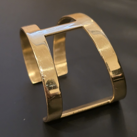 Rustic Cuff Gold Bangle - Picture 3 of 5